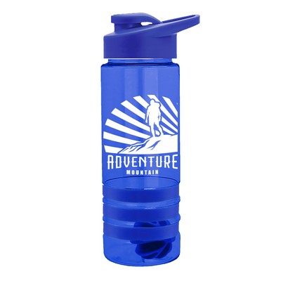 24 Oz. Sergeant Transparent Shaker Stripe Bottle w/Drink Thru Lid