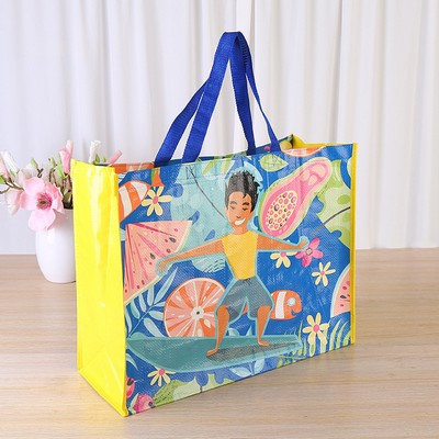 Shiny Laminated Non-Woven Tropic Shopper Tote Bag