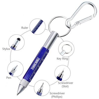6" 1 Metal Tool Pen w/Carabiner Key Ring