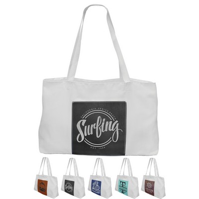 19" x 12" Canvas Bags with Leatherette Pocket and Gusset