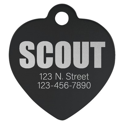 1.25" x 1.25" Black Anodized Aluminum Heart Pet Tag