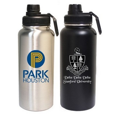 32 Oz. Stainless Steel Vacuum Insulated bottle with twist-on lid and carry loop