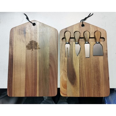 Cutting Board With Cheese Knife Set