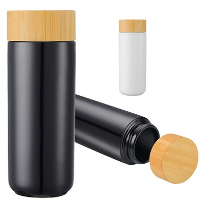 10 oz. Double Wall Ceramic Bottle w/Bamboo Lid
