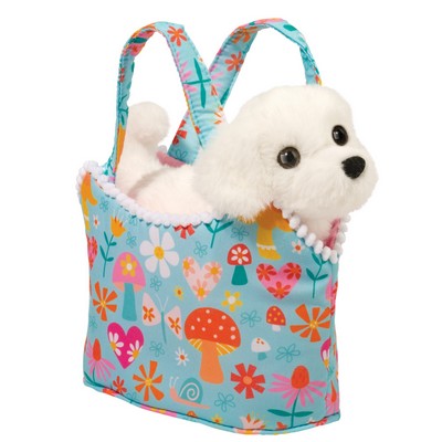 Retro Chic Sassy Pet Sak with Bichon Frise Stuffed Animal