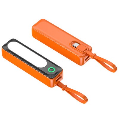 Mini Power Bank w/Cable & LED Light