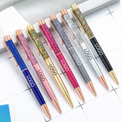 Fancy Twist Action Metal Floating Dynamic Liquid Glitter Ballpoint Pen