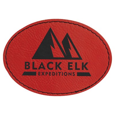 3-1/2"x2-1/2" Oval Patches, Red Laserable Leatherette