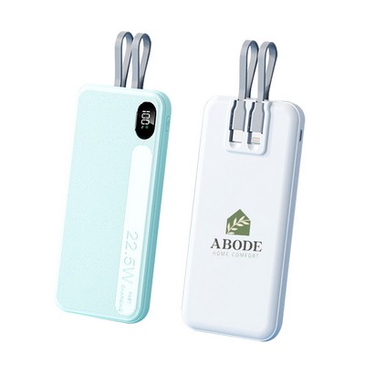 22.5w 10000mah Slim Portable Charger With Cables build-in