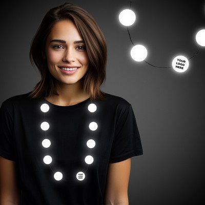 White Button Light Up Necklace