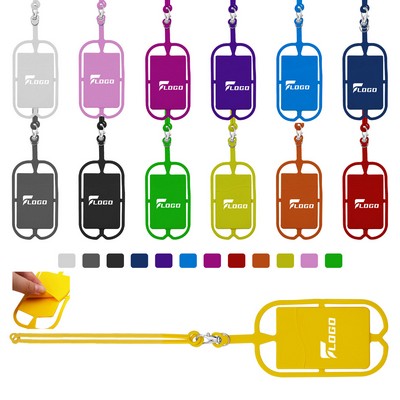 Silicone Phone Card Holder With Lanyard