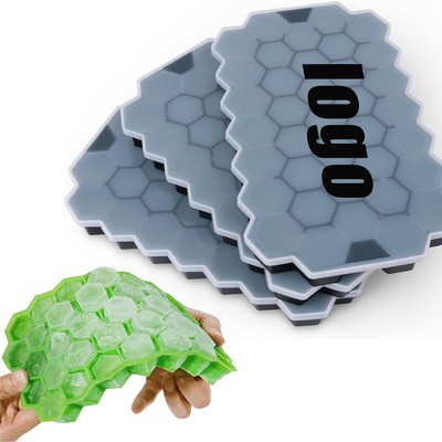 Honeycomb Pattern Silicone Ice Cube Tray With Lid