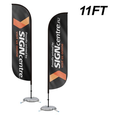 11' Custom Feather Flag Kit-Double Sided With Spike Base