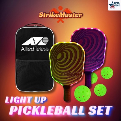 StrikeMaster Light Up Pickleball Paddle with Luminous Pickleball Set