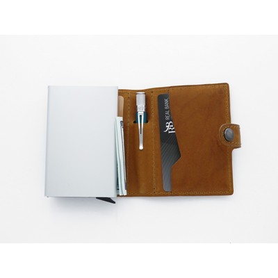 MODERN TRAVELER WALLET - COGNAC w/ TURQUOISE ELITE BALLPOINT PEN