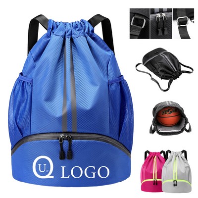 Drawstring Sports Backpack With Shoe Compartment