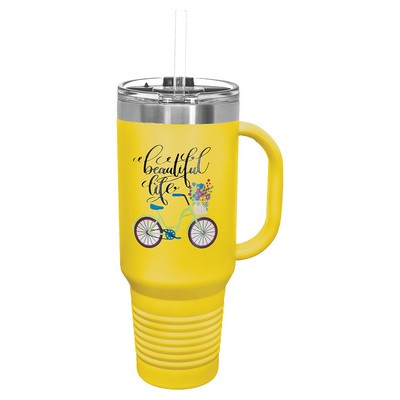 Polar Camel 40 oz. Yellow Travel Mug with Handle, Straw Included