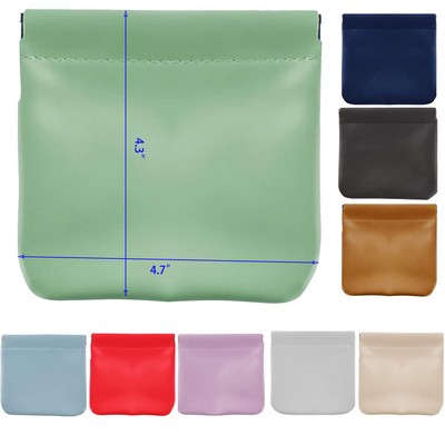Self Closing Lambskin Pocket Cosmetic Bag