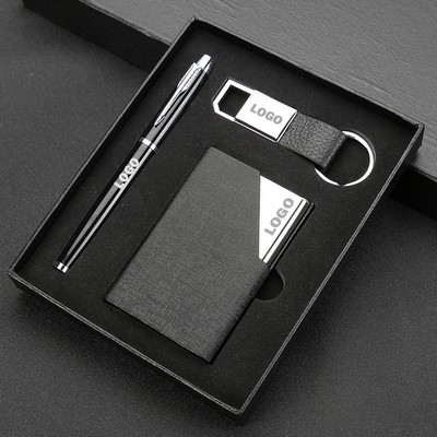 Business Card Case Keychain Pen Set