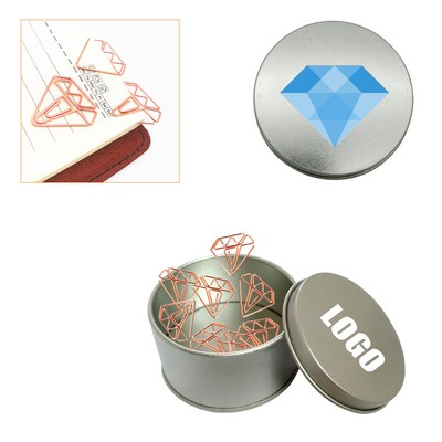 Diamond Shaped Paper Clips in Tin Box