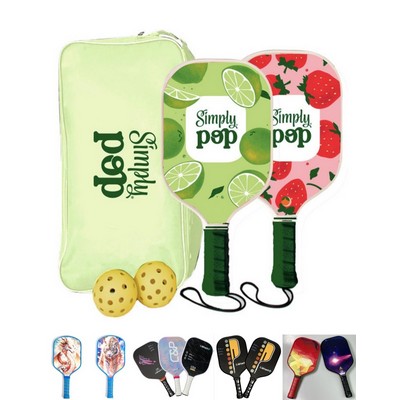 Wooden Pickleball Racket Paddle & Ball Set W Carrying Bag