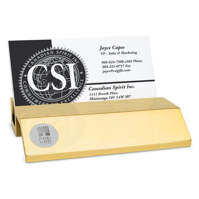 Business Card Holder Gold W/ D2 Silver Medallion