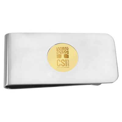 Silver Money Clip W Gold Medallion