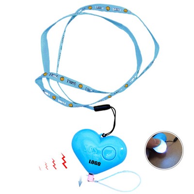 Lanyard Heart Safety Alarm Keychain w/LED Light