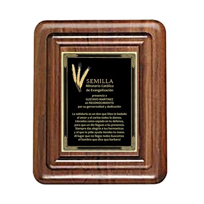 Routed Walnut with Black Marble Mist Plaque, 7-5/8"x9-5/8"
