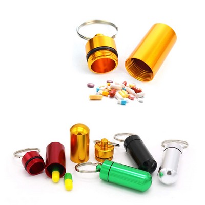 Waterproof Aluminum Pill Box With Keychain