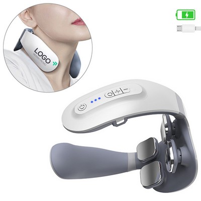 4 Heads Rechargeable Electric Pulse Neck Massager With Magnetic Electrode Pads