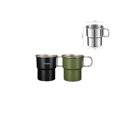 300ml Portable Stackable Stainless Steel Drinking Coffee Cup