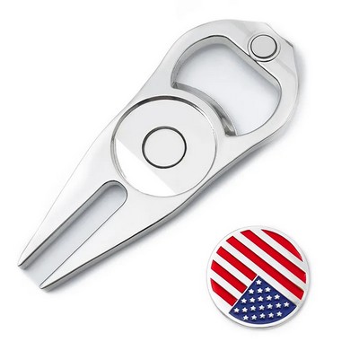 Golf Divot Repair Tool with ball marker