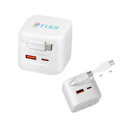Retractable USB-C Cable Wall Charger