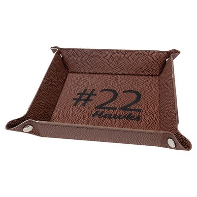 Snap Up Tray, Football Faux Leather, 6 x 6"