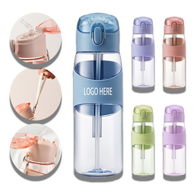 18oz Plastic Water Bottle With Handle Chug Lid & Straw