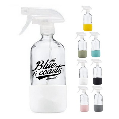 17oz Empty Clear Glass Spray Bottles with Silicone Sleeve