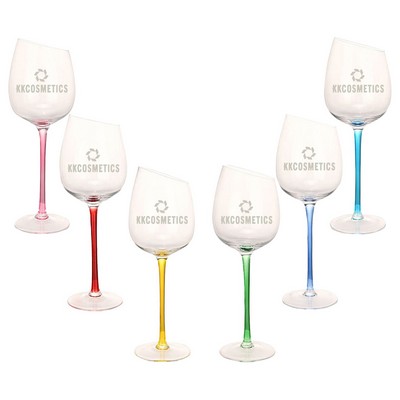 18 Oz. Angled Colored Stemmed Wine Glasses