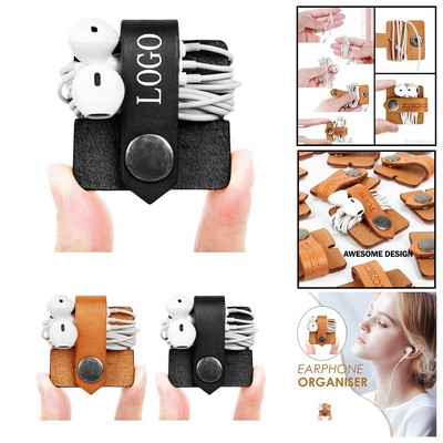 Premium Leather Cord Wrap Organizer