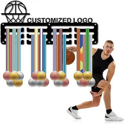 Iron Basketball Medal Display Rack w/ Custom Logo