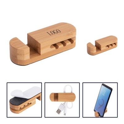 Bamboo Cable Organizer Phone Stand