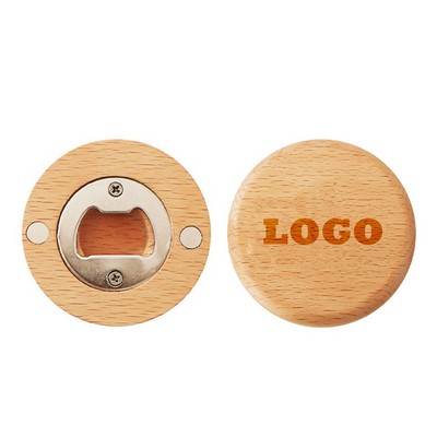 DIY Wood Round Shape Beer Openers Wooden Fridge Magnet