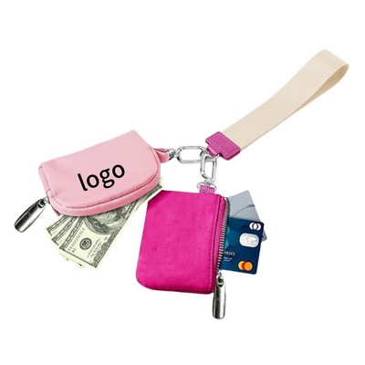 Multifunctional Nylon Wrist Bag For Women Including Card Holder And Coin Purse