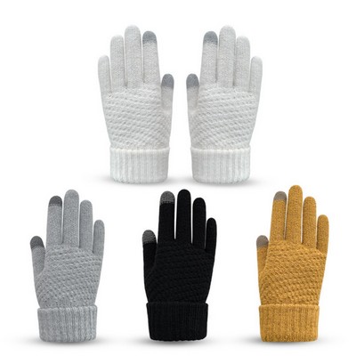 Warm Touch Screen Thickened Cold Knit Gloves