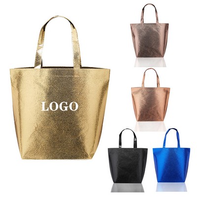 Non-woven metallic tote bag