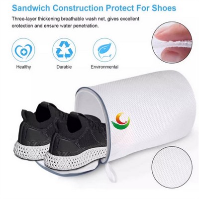 Shoe Laundry Bag with Zipper Honeycomb Mesh