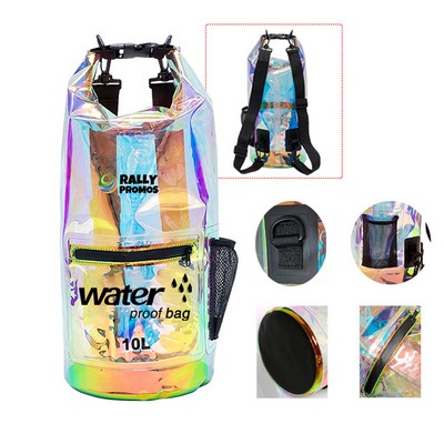 10L Laser Colorful PVC Waterproof Rafting Camping Backpack