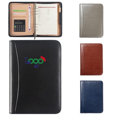 A5 Business Resume Zippered Padfolio Folder