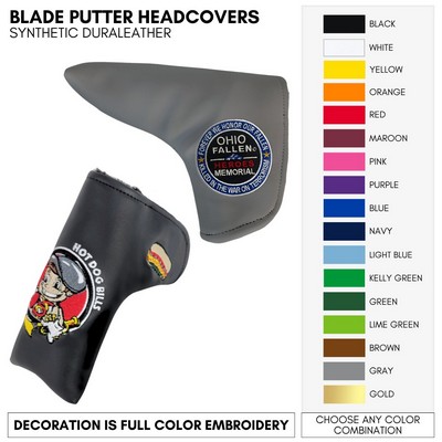 Leather Golf Blade Putter Cover With Your Logo Embroidered