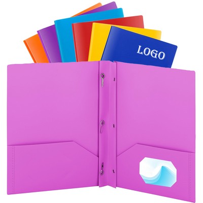 Portable Plastic Two Pocket Folder with Prongs